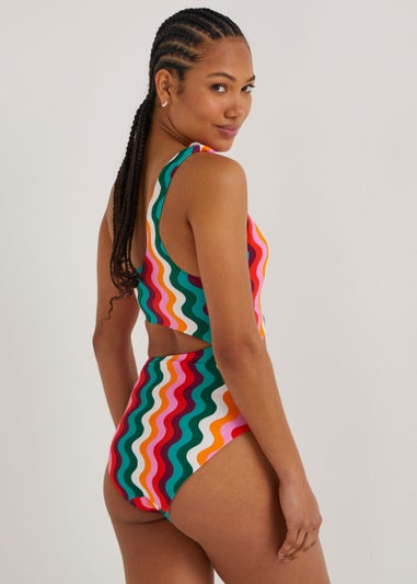 Be Beau Multicoloured Wiggle One Shoulder Swimsuit