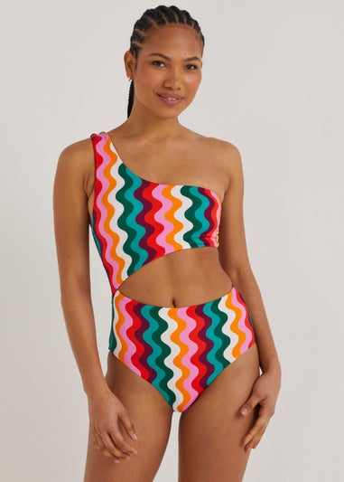 Be Beau Multicoloured Wiggle One Shoulder Swimsuit