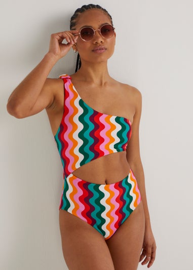 Be Beau Multicoloured Wiggle One Shoulder Swimsuit