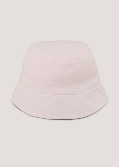 Girls Pink Linen Bucket Sun Hat (3-6yrs)