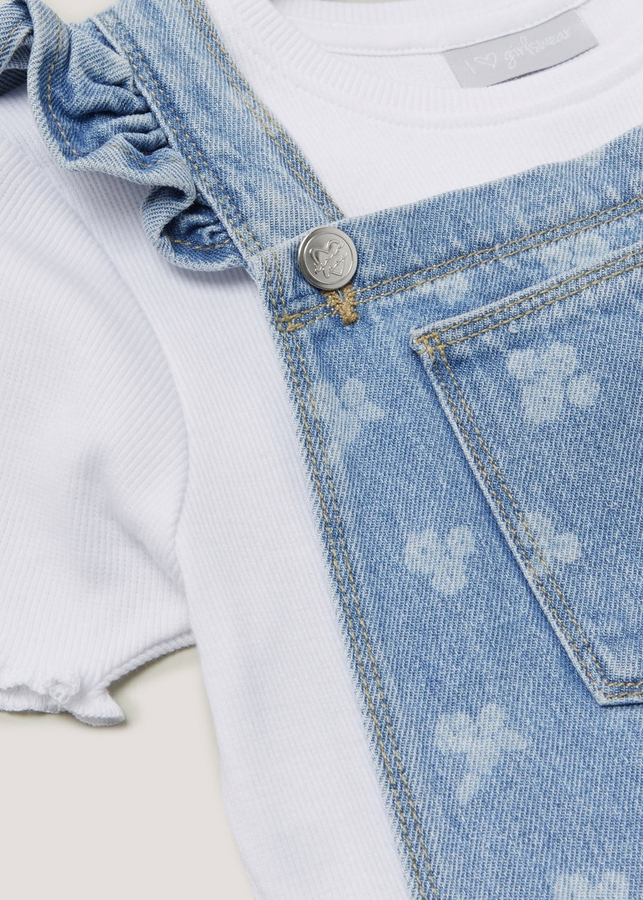Girls Denim Dungarees & T-Shirt Set (4-13yrs)