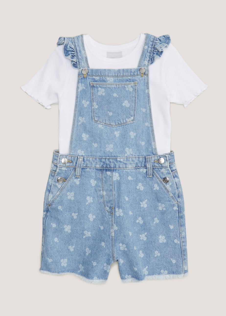 Girls Denim Dungarees & T-Shirt Set (4-13yrs)