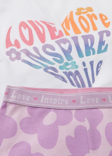 Girls White Slogan Pyjama Set (4-13yrs)