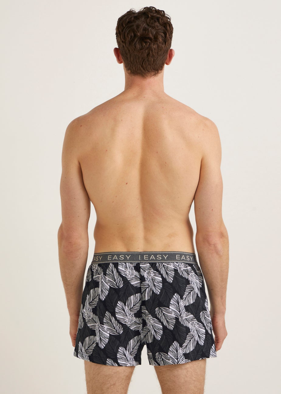 5 Pack Black Floral Print Loose Fit Boxers
