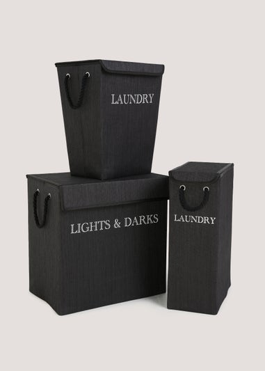 Black Laundry Basket (50cm x 40cm x 30cm)