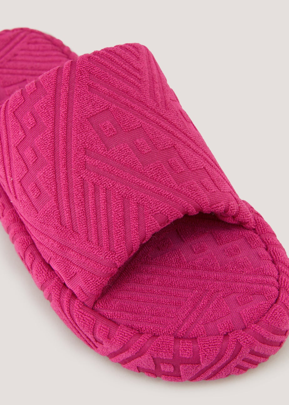 Pink Towelling Platform Slippers