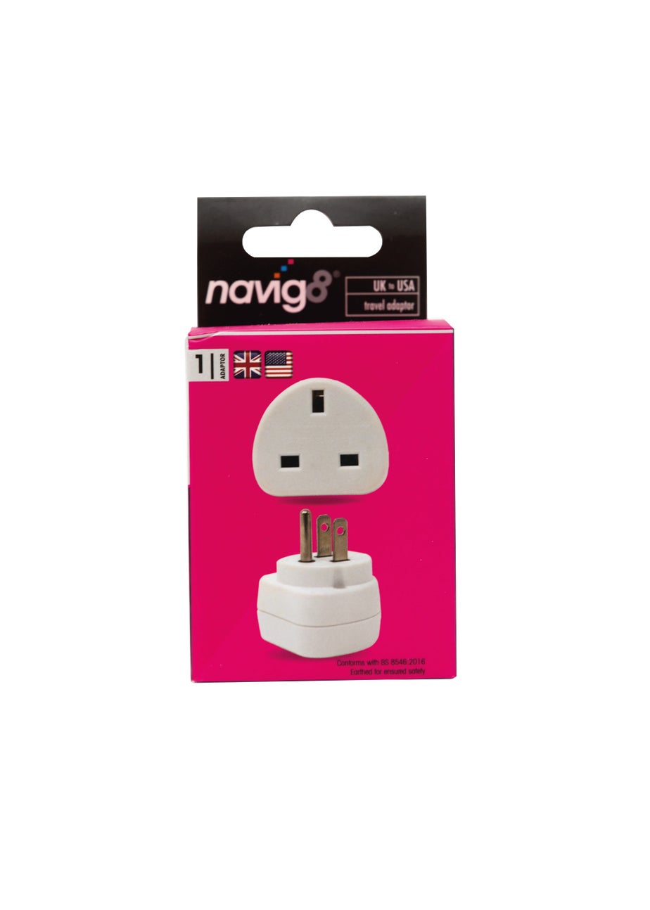 Navig8 UK to USA Travel Adapter (11.5cm x 6cm x 5cm)