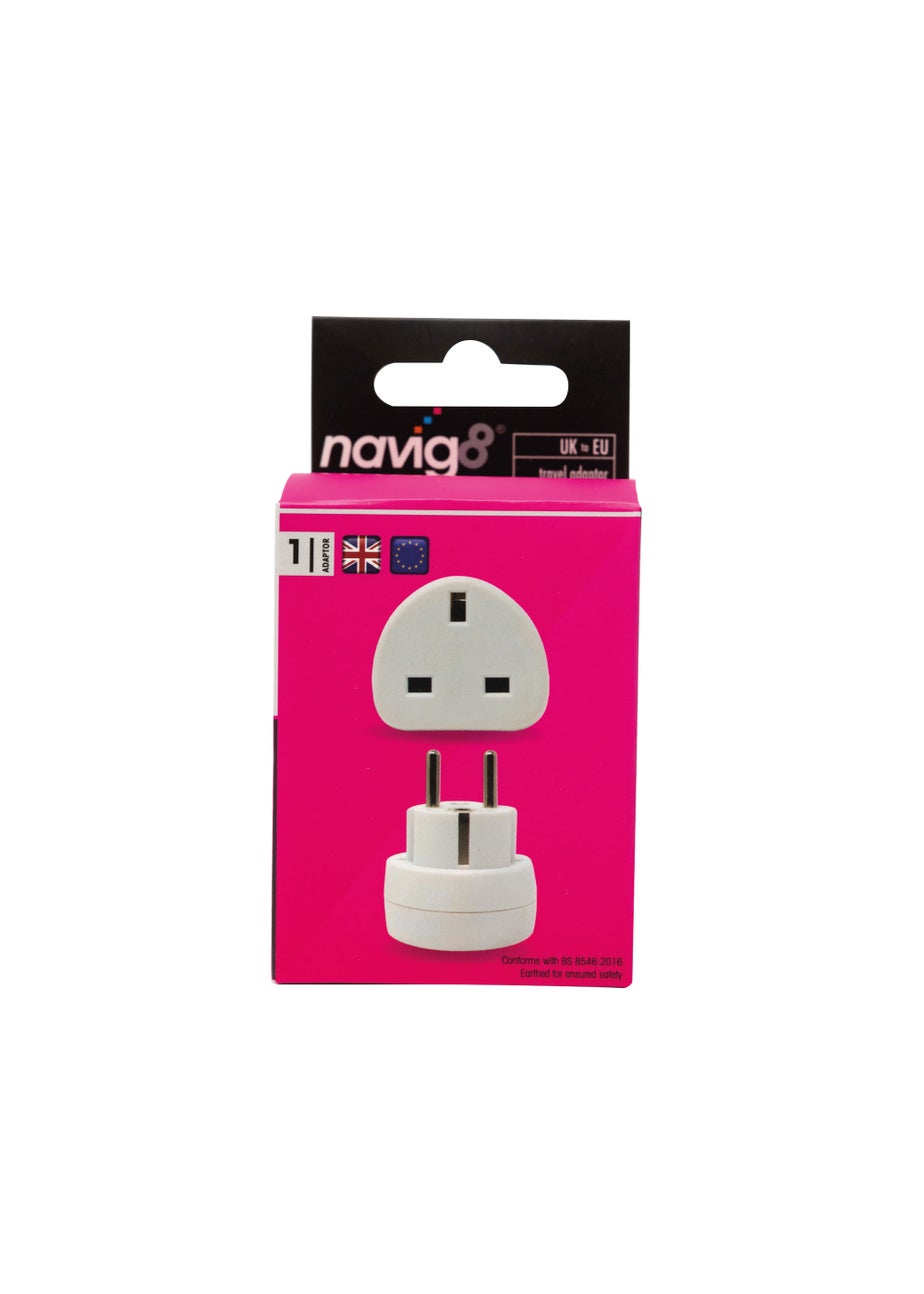 Navig8 UK to EU Travel Adapter (11.5cm x 6cm x 5cm)