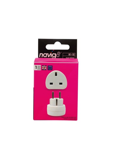 Navig8 UK to EU Travel Adapter (11.5cm x 6cm x 5cm)