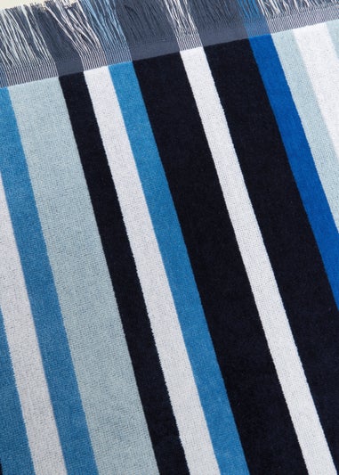Navy Stripe Velour Beach Towel (150cm x 70cm)