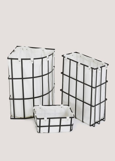 Black Wire Corner Laundry Bin (54cm x 38cm x 38cm)