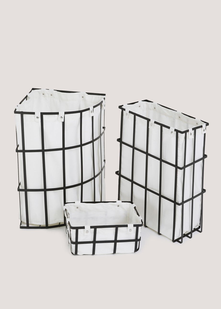Black Wire Corner Laundry Bin (54cm x 38cm x 38cm)