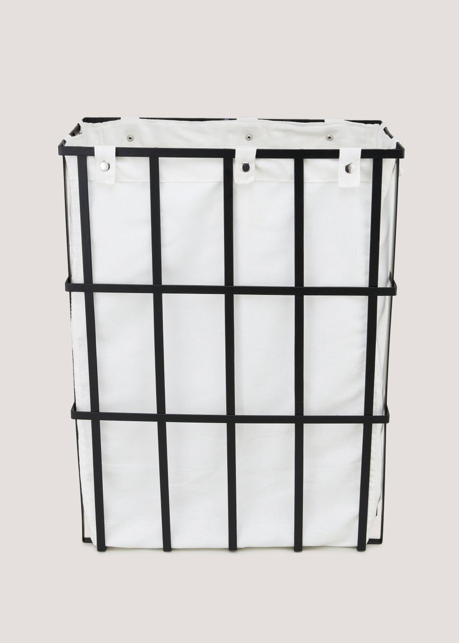 Black Wire Slim Laundry Bin (54cm x 40cm x 21cm)