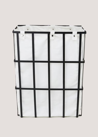 Black Wire Slim Laundry Bin (54cm x 40cm x 21cm)