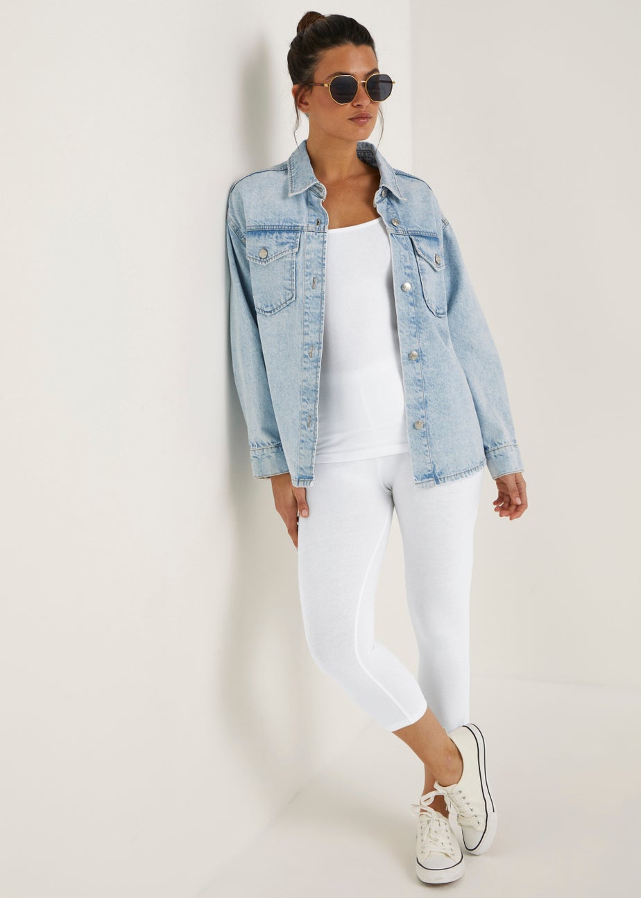 White Cropped Leggings