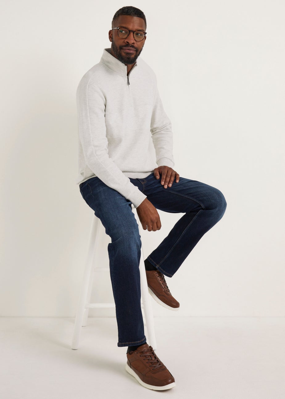 Lincoln Ecru Textured 1/2 Zip Up Sweatshirt