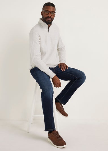 Lincoln Ecru Textured 1/2 Zip Up Sweatshirt