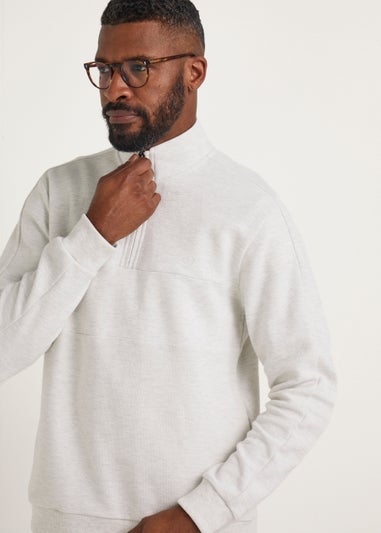 Lincoln Ecru Textured 1/2 Zip Up Sweatshirt