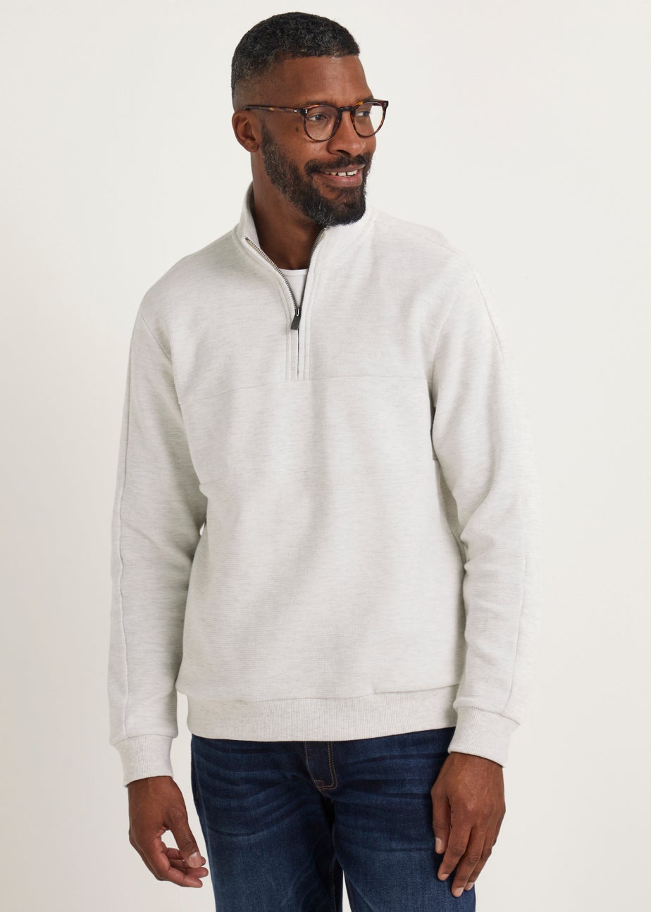 Lincoln Ecru Textured 1/2 Zip Up Sweatshirt