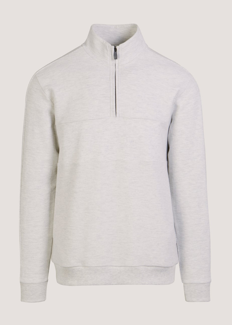 Lincoln Ecru Textured 1/2 Zip Up Sweatshirt