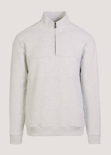 Lincoln Ecru Textured 1/2 Zip Up Sweatshirt