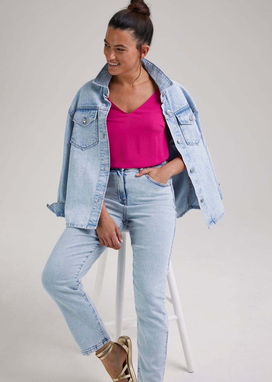 Ava Bleach Wash Mom Jeans (Long Length)