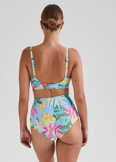 Multicoloured Tropical Floral High Waisted Bikini Bottoms