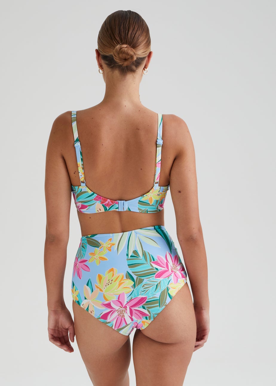 Multicoloured Tropical Floral High Waisted Bikini Bottoms