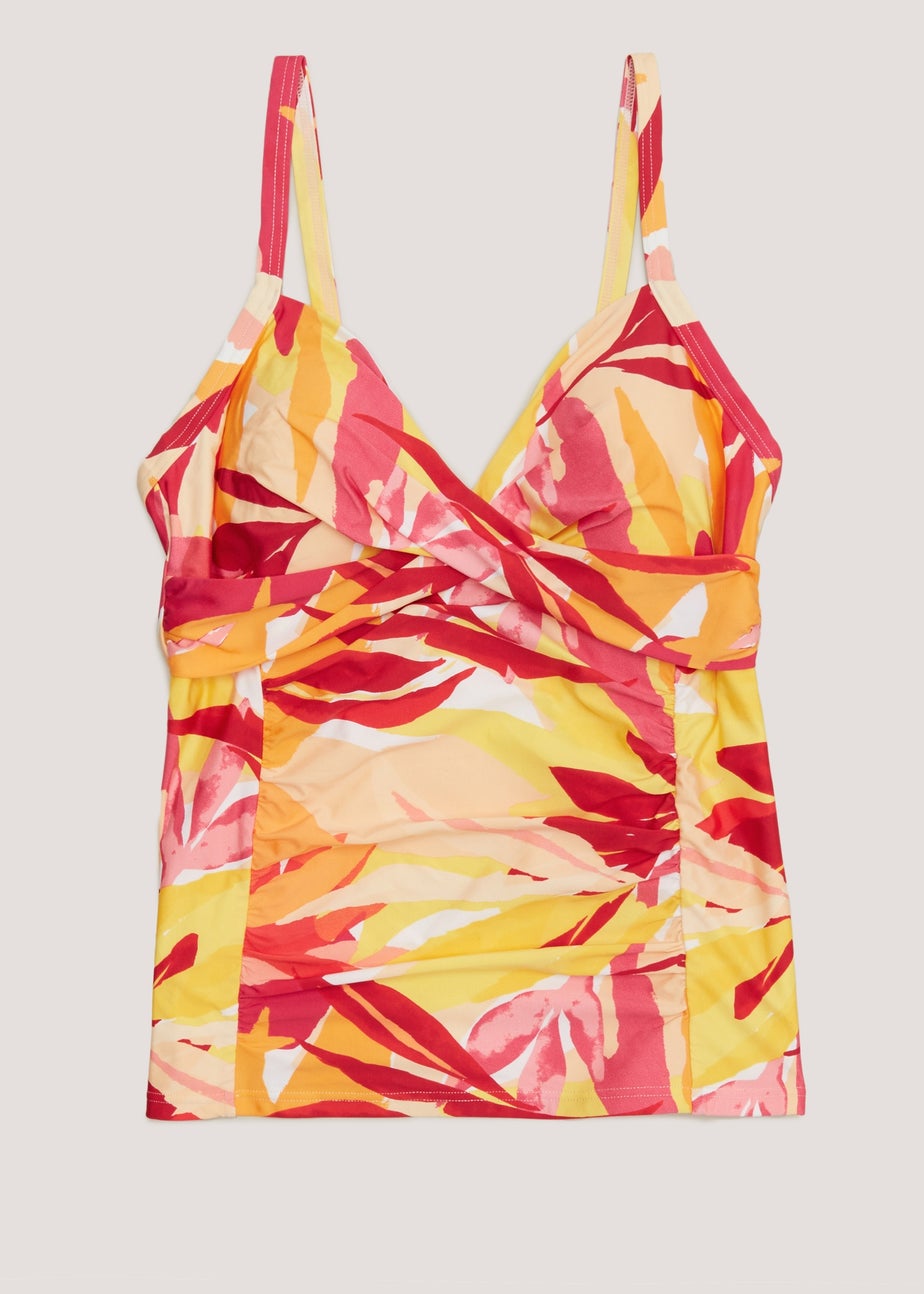 Orange Leaf Print Tankini Top