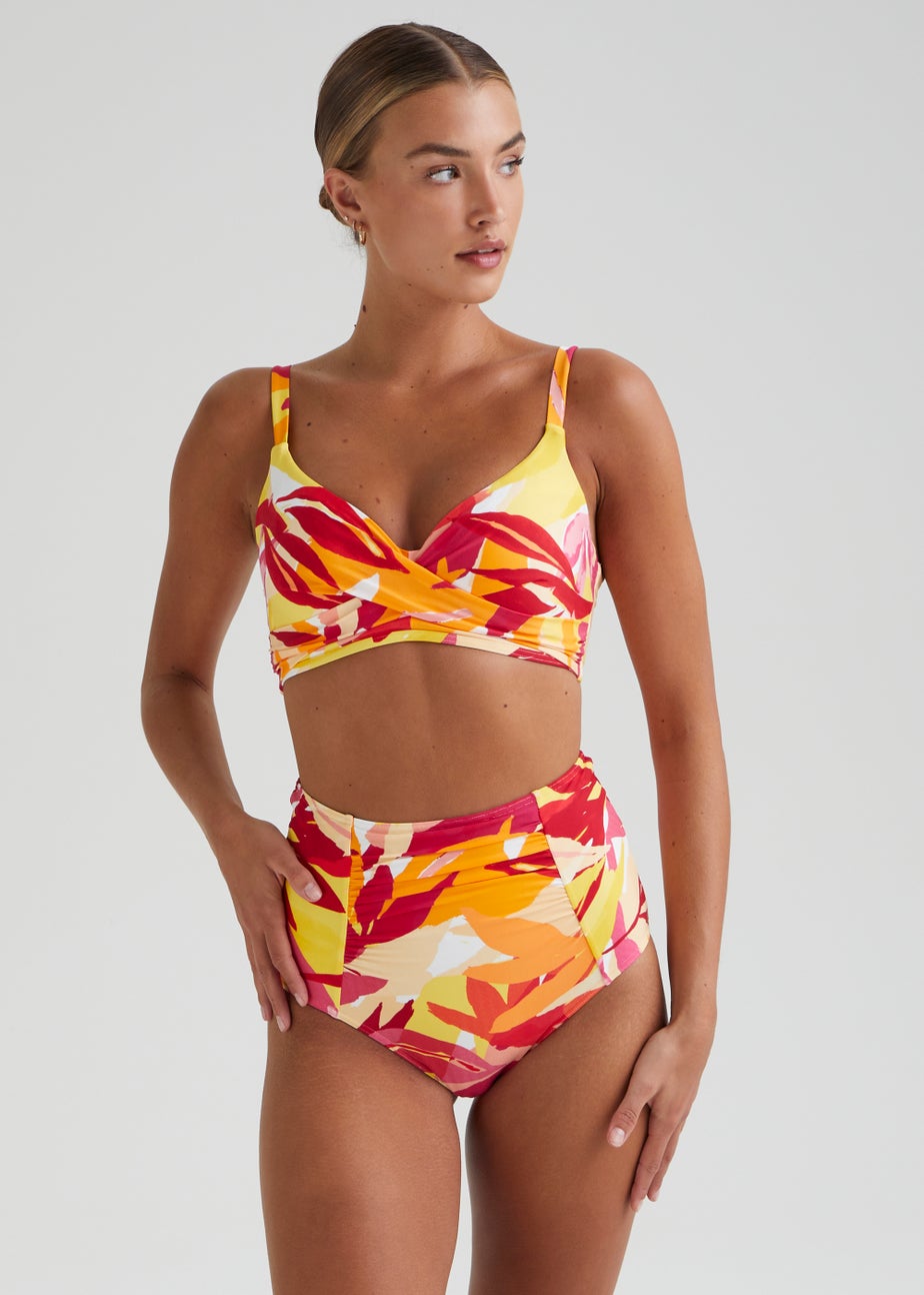 Multicoloured Print Smoothing High Waisted Bikini Bottoms