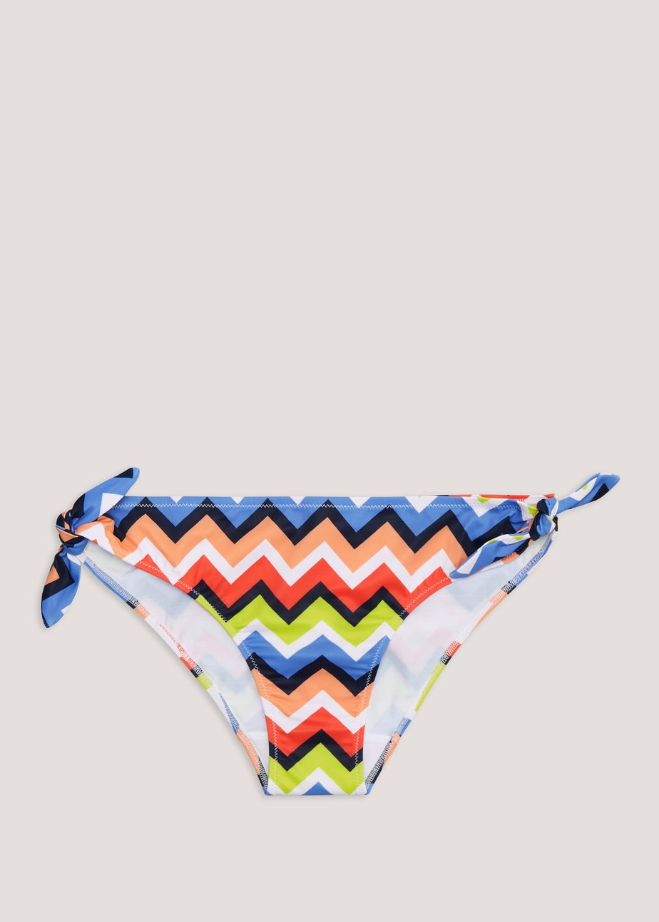 Multicoloured Zigzag Twist Bikini Bottoms