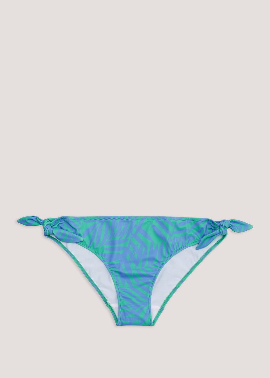 Multicoloured Palm Print Twist Bikini Bottoms
