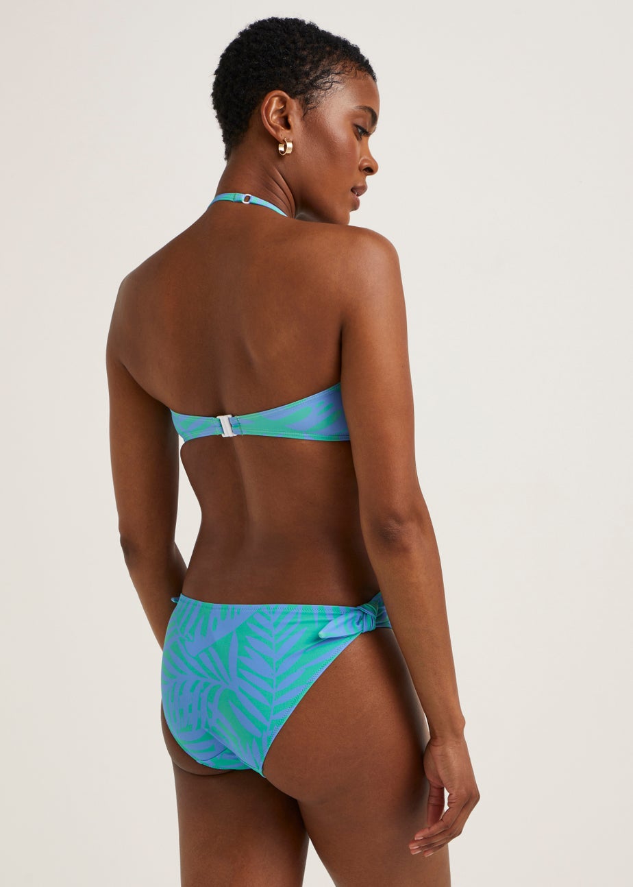 Multicoloured Palm Print Twist Bikini Bottoms
