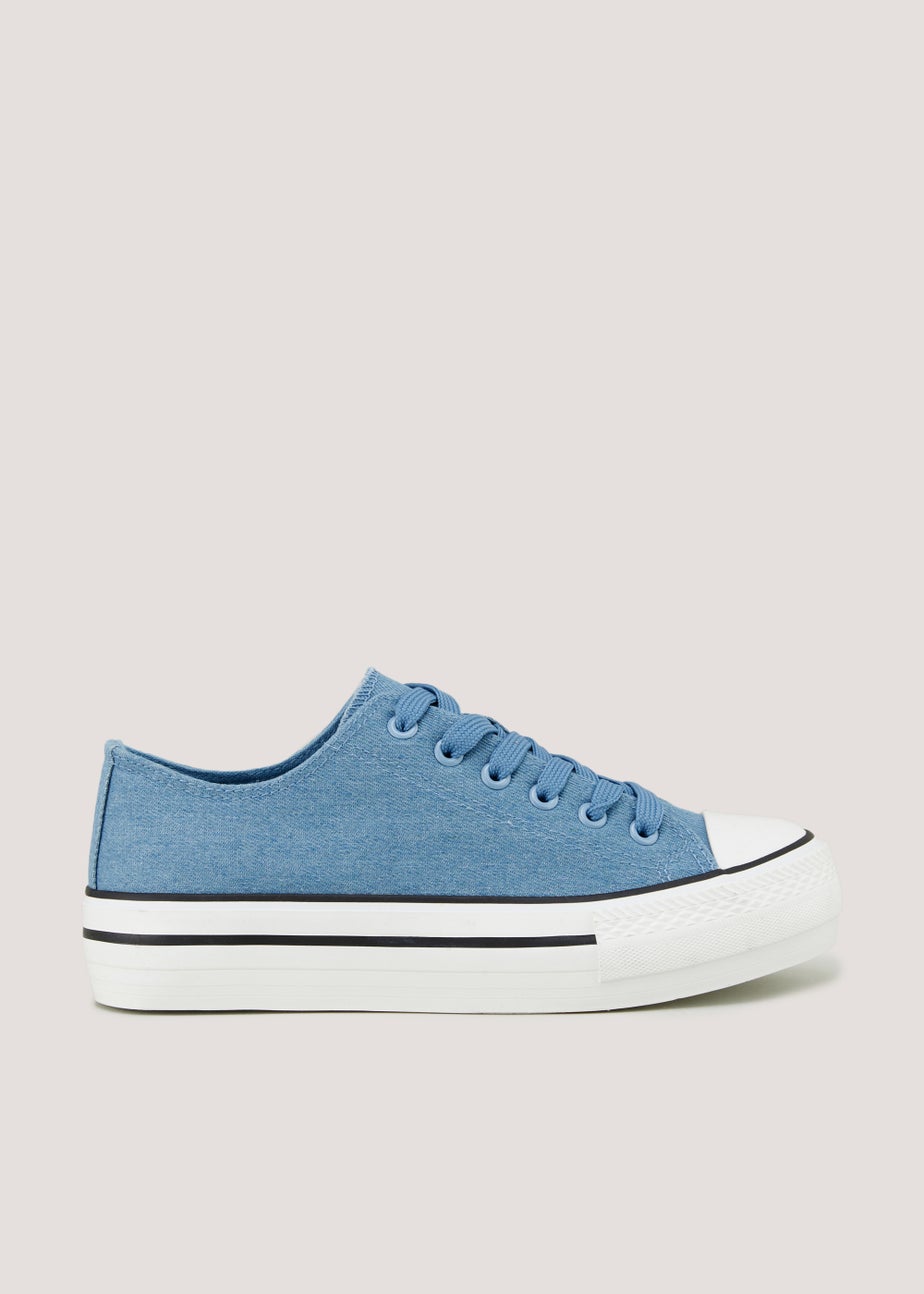 Denim Low Top Platform Canvas Shoes