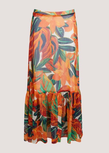 Et Vous Orange Palm Print Maxi Co-Ord Skirt