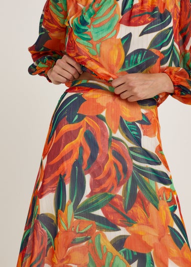 Et Vous Orange Palm Print Maxi Co-Ord Skirt