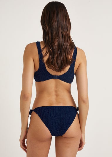 Blue Seersucker Tie Side Bikini Bottoms