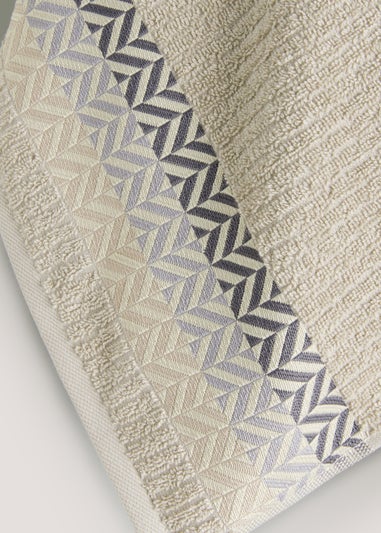 Beige Geo Border Towels