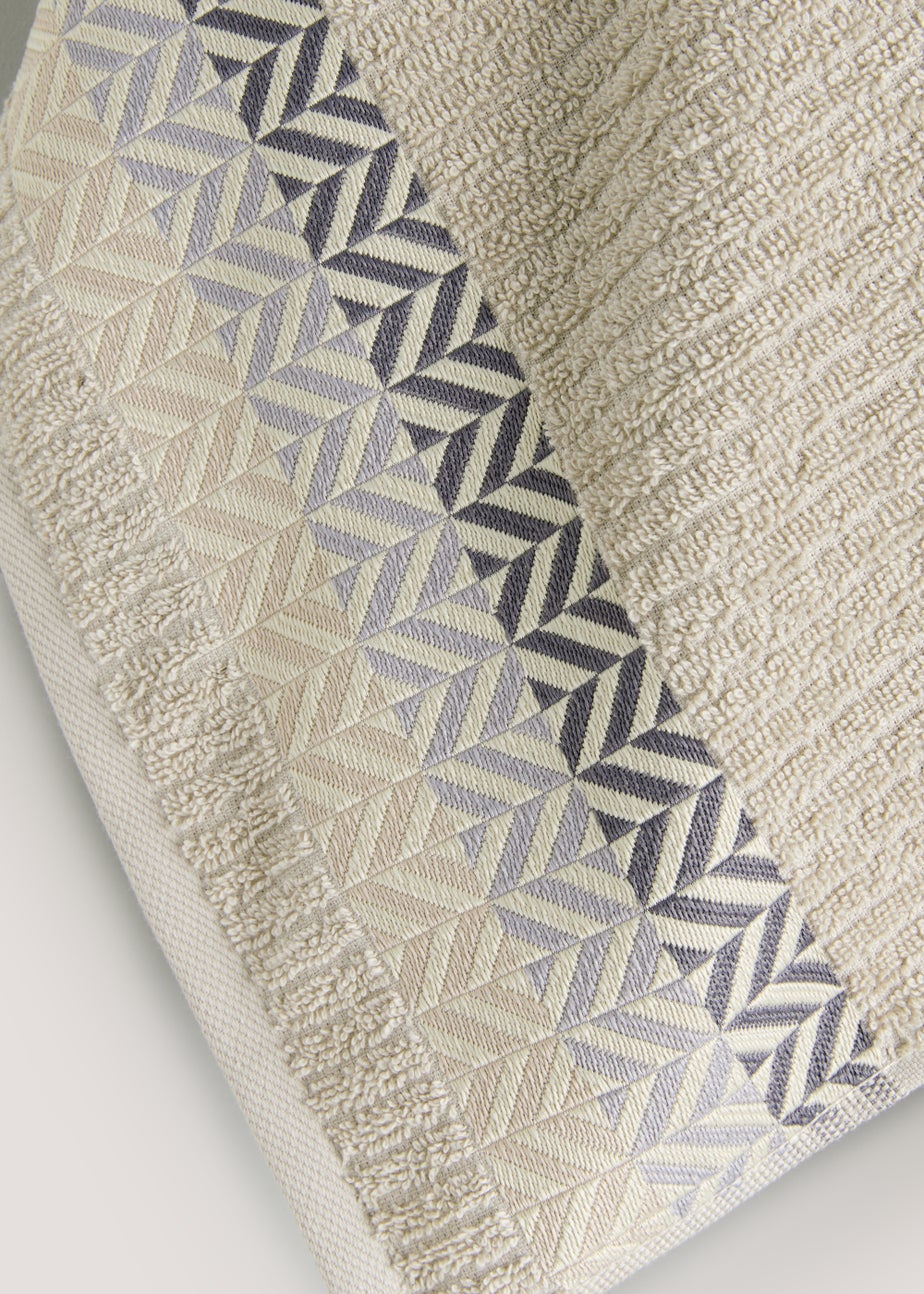 Beige Geo Border Towels