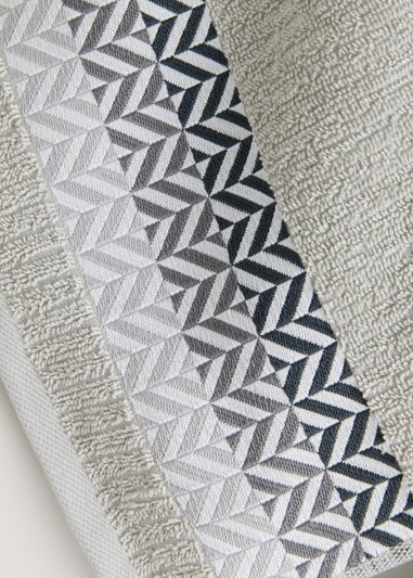 Grey Geo Border Towels