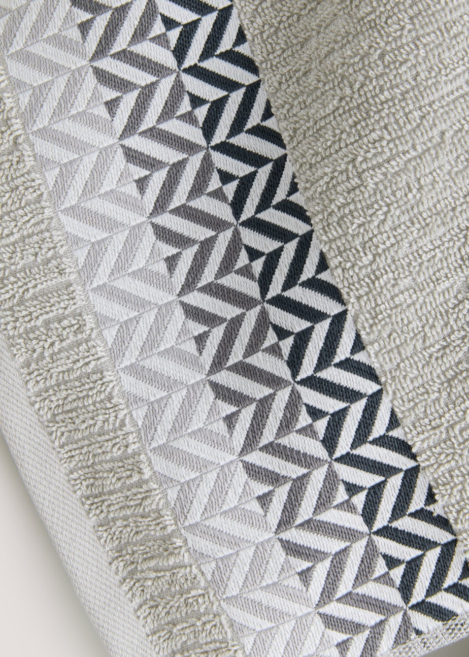 Grey Geo Border Towels