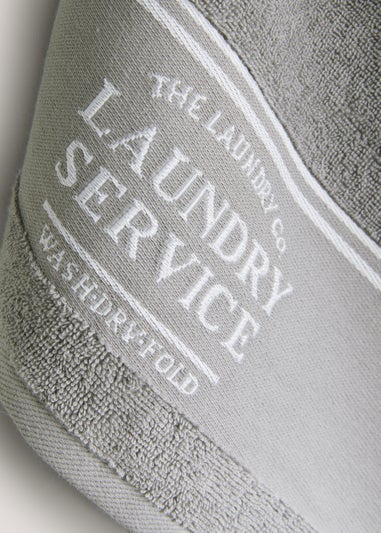 Grey 100% Cotton The Laundry Co Border Hand Towel