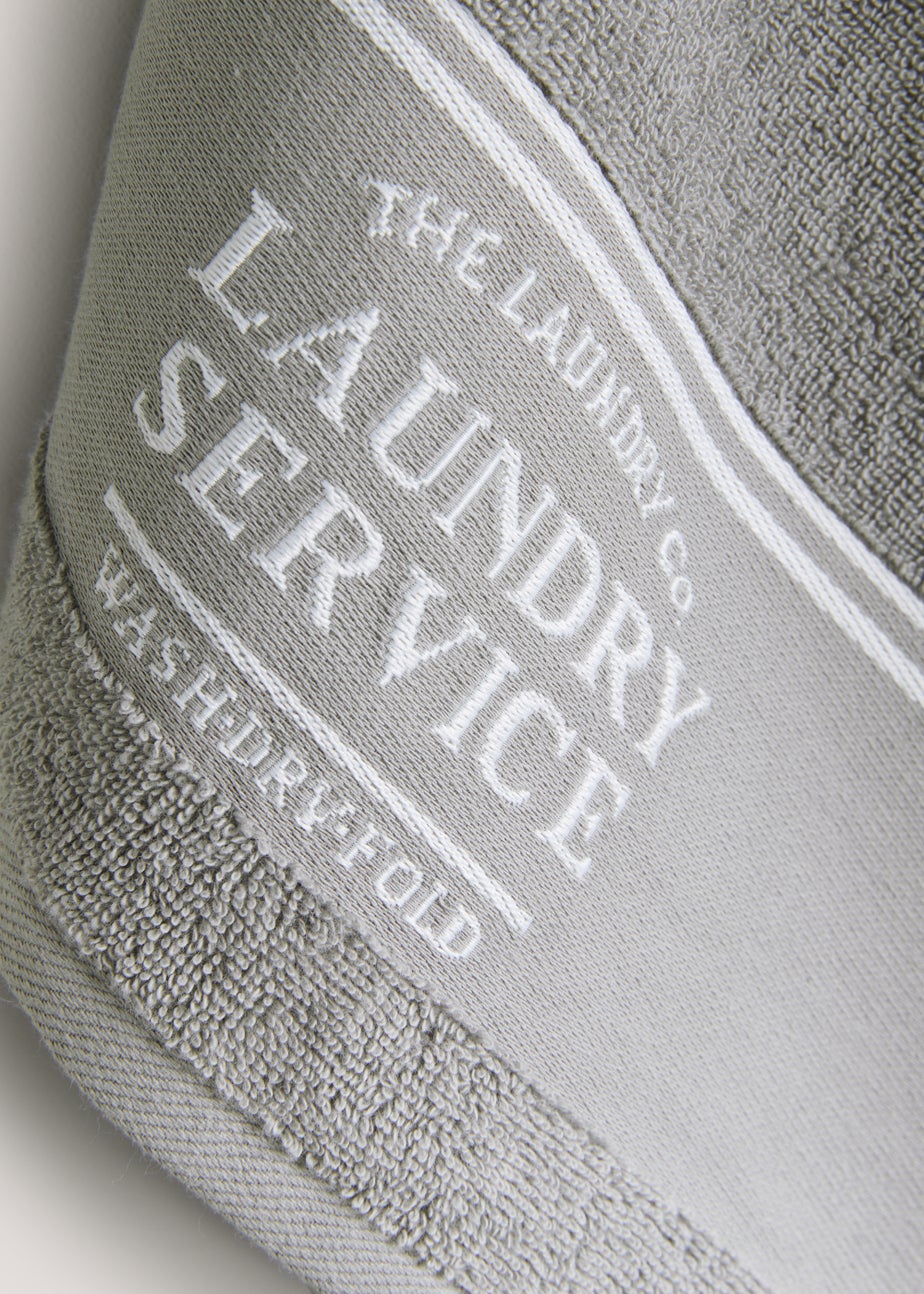 Grey 100% Cotton The Laundry Co Border Hand Towel