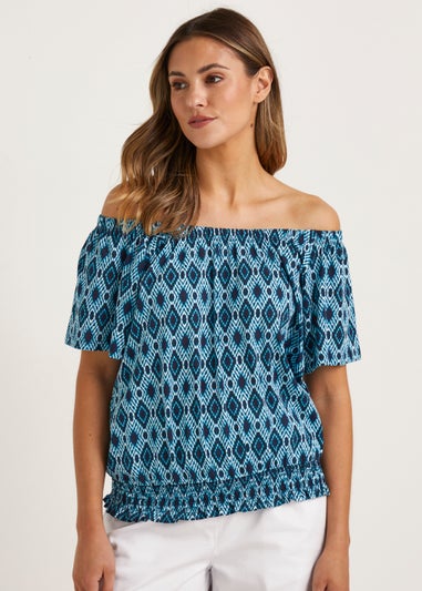 Blue Tile Print Top