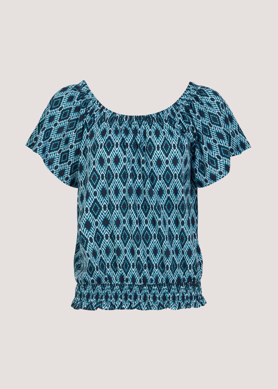 Blue Tile Print Top
