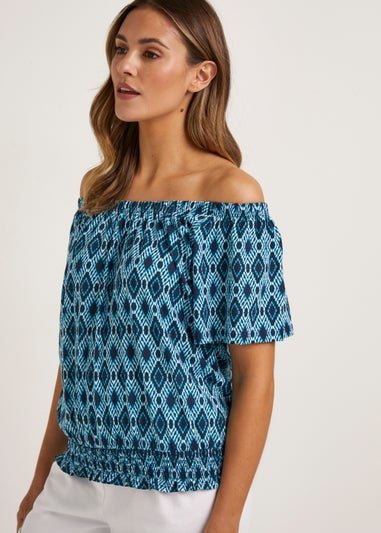 Blue Tile Print Top