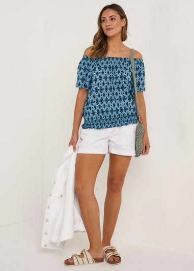 Blue Tile Print Top