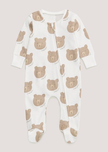 Baby Neutral Bear Print Sleepsuit (Newborn-18mths)