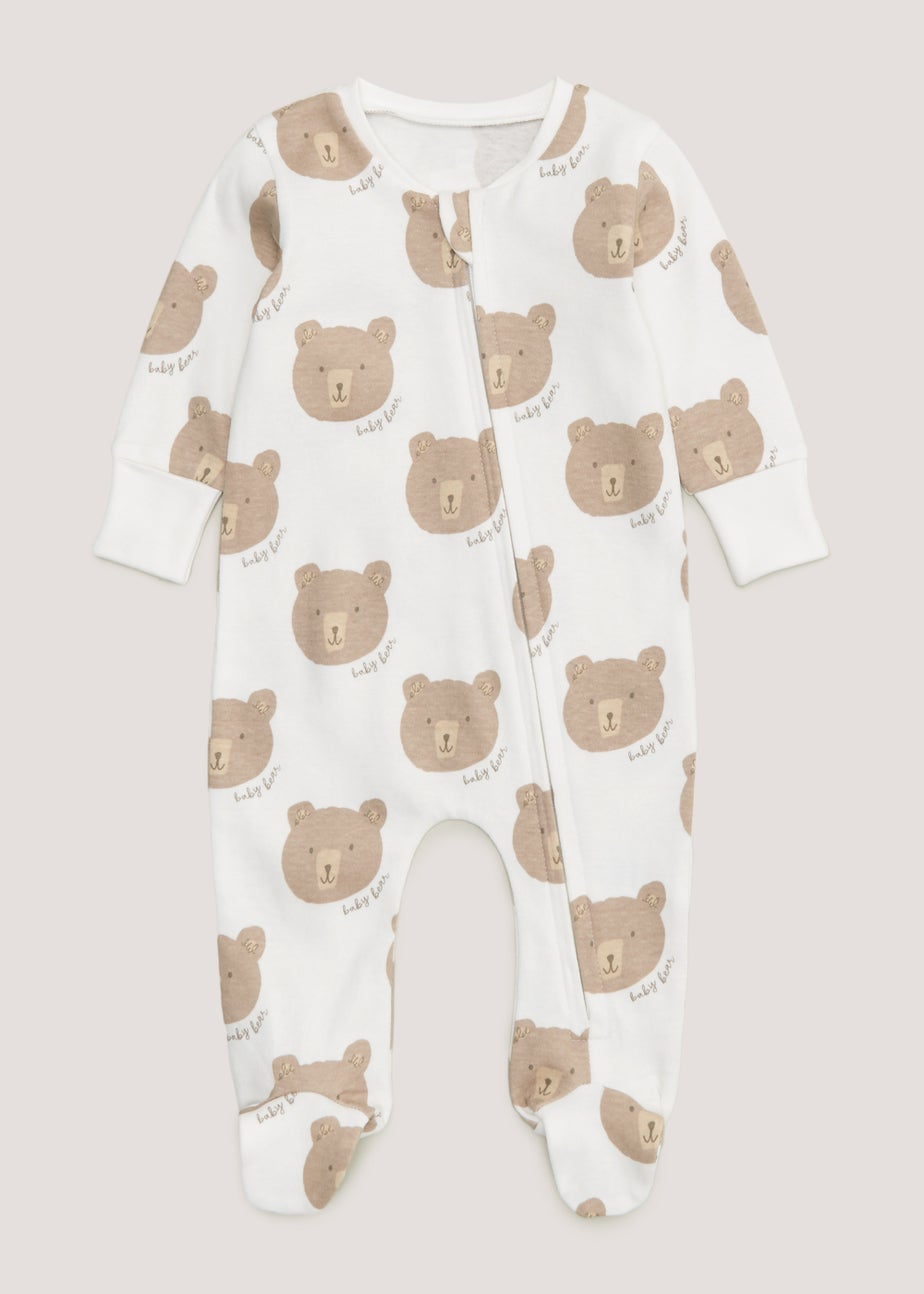 Baby Neutral Bear Print Sleepsuit (Newborn-18mths)