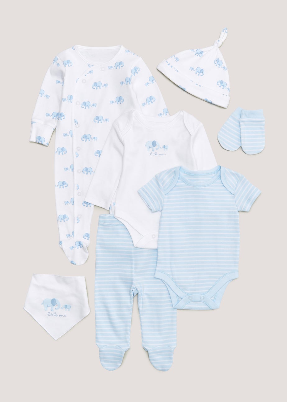Baby Piece Blue Elephant Layette Set (Tiny Baby-6mths) Matalan